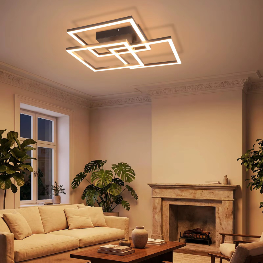 Moderne LED Deckenlampe von Nettlife in Weiß, dimmbar mit Fernbedienung, eckiges Design für Wohnzimmer, Schlafzimmer, Küche oder Büro, 31W, B/T/H: 40,0 x 40,0 x 8,7 cm - Bild 4