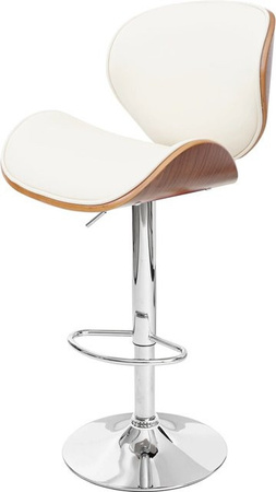 PROREGAL Barhocker höhenverstellbar mit Lehne im Retro-Design aus Buchenholz und Kunstleder in Walnuss-Optik mit Creme Sitzfläche, Sitzhöhe: 62-84 cm
