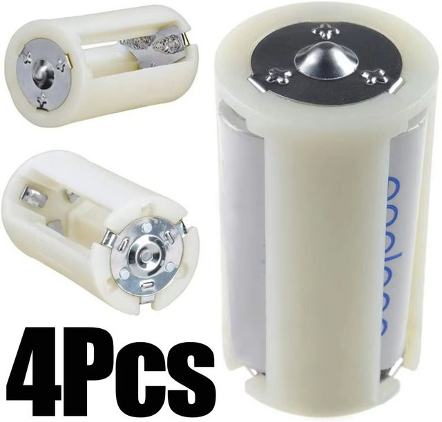 AA zu D Batterie Adapter Konverter Set in Weiß, 4 oder 8 Stück für die Batterie Lagerung - Bild 1