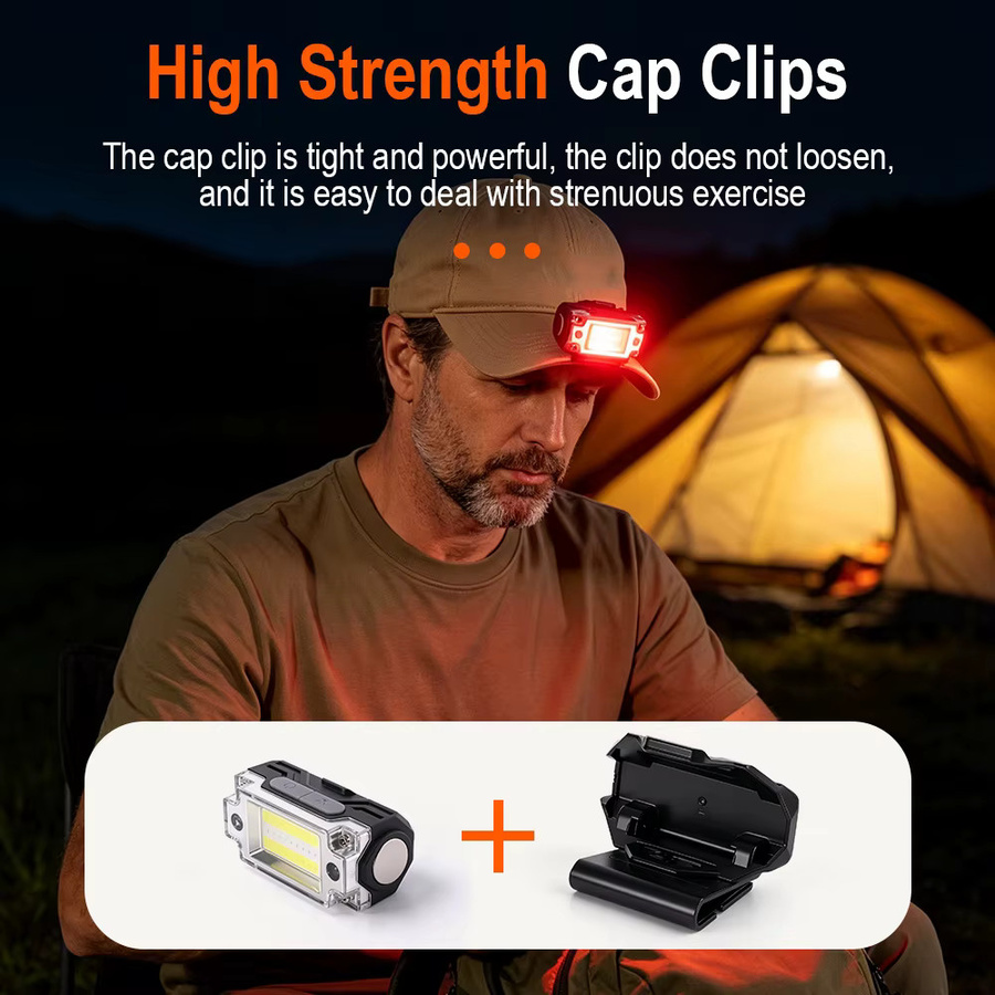 BORUiT T133 LED-Stirnlampe mit Bewegungssensor, Typ-C wiederaufladbare Kopflampe in Schwarz mit 5 Modi für Camping und Angeln - Bild 3