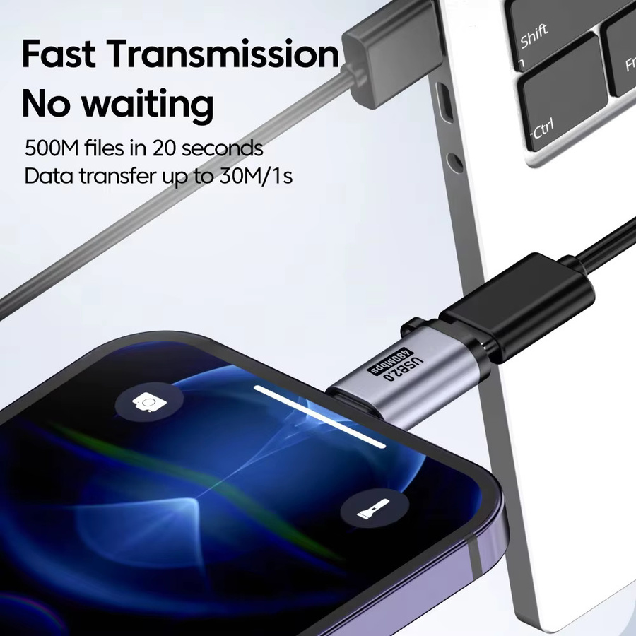 USB-C auf Micro-USB Adapter für Datenübertragung mit 480Mbps und Schnellladefunktion - Bild 3