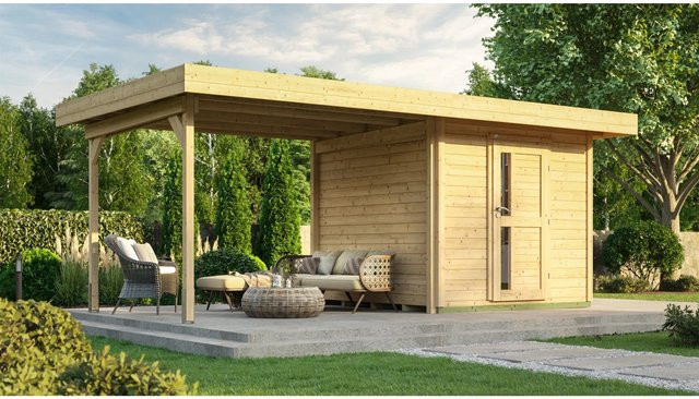 WEKA Holz-Gartenhaus Designhaus 172 mit Flachdach in Braun, B/T: 575 x 314 cm - Bild 1