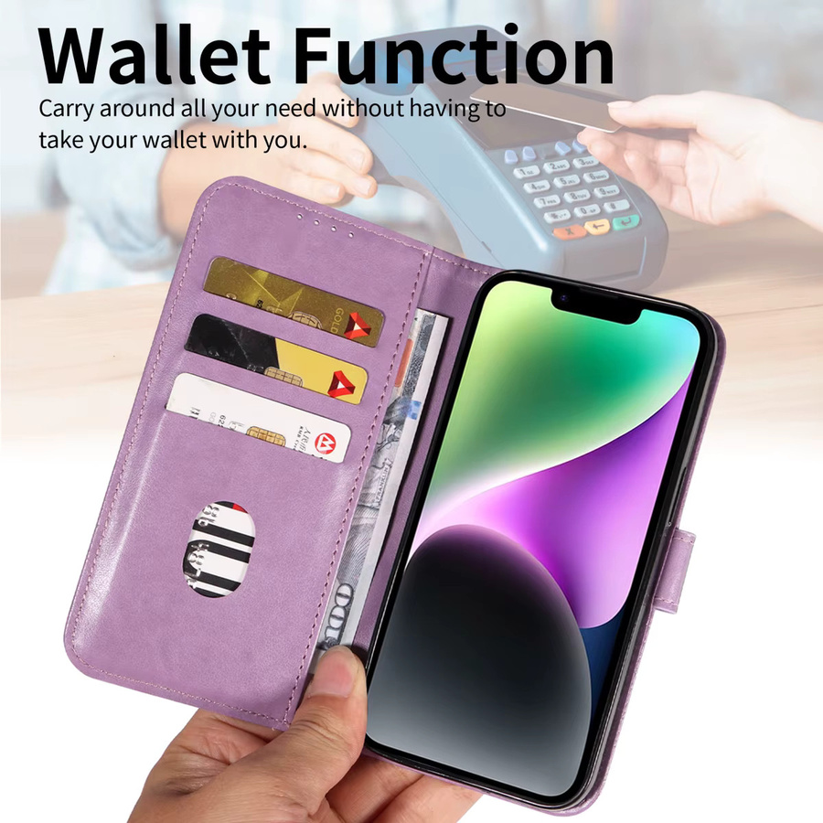 Stilvolle Kunstleder-Flip-Hülle für Samsung Galaxy A56 A52 A51 A50 A36 A26 A16 A06 mit magnetischer Halterung in Gold und Purple - Bild 3