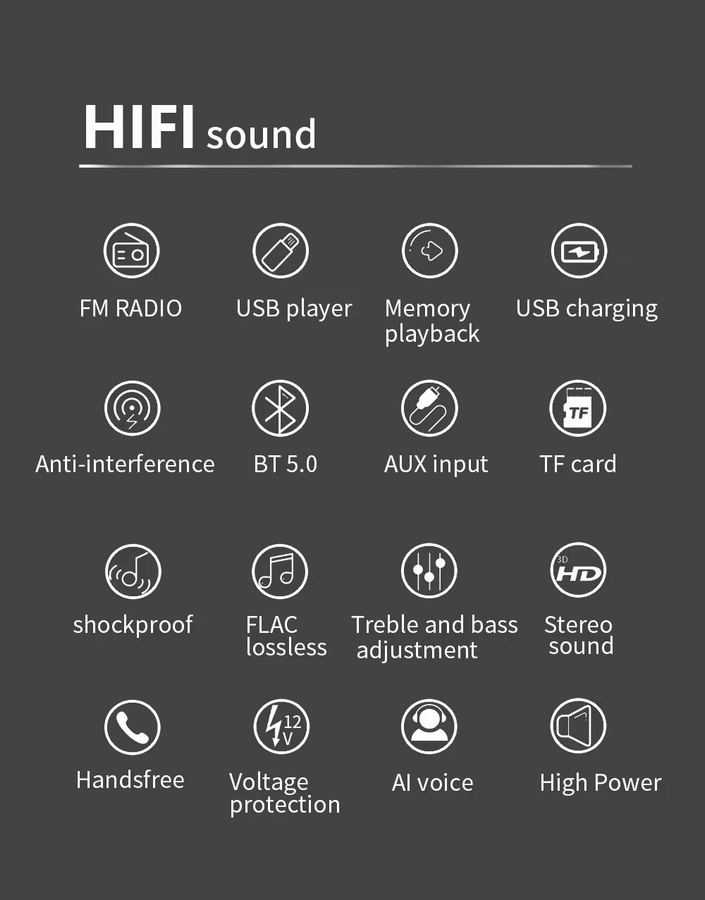BQCC Autoradio-Stereo-Player mit Bluetooth, FM-Radio, MP3, USB, SD und AUX-Eingang in Schwarz - Bild 4