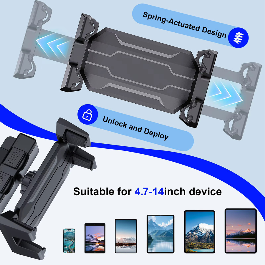Homhu Universal Auto Tablet Ständer für CD-Schlitz, Handy und Smartphone Halterung in Schwarz, passend für iPad Pro, Air, Mini 4-13 Zoll und andere Tablets - Bild 4