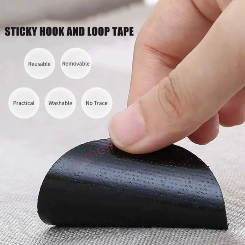 10 Stück selbstklebendes Klettverschlussband aus Nylon in Schwarz und Weiß für DIY-Befestigungen - Bild 2