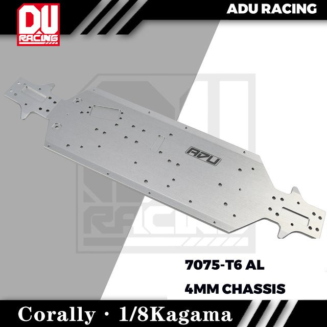 Adu Racing 4mm Chassis CNC T6 Aluminium für Team Corally Kagama, Zubehör, Metall, Grau - Bild 1