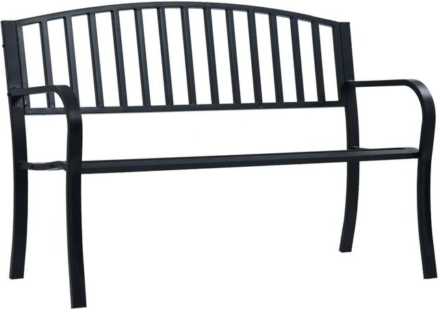 vidaXL Gartenbank aus pulverbeschichtetem Stahl in Schwarz mit Armlehnen, Breite: 120 cm - Bild 1