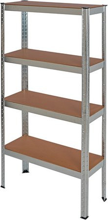 pro-bau-tec Schwerlastregal Basis in Silber und Braun, H x B x T: 150 x 75 x 30 cm, max. Tragkraft: 100 kg - Bild 1