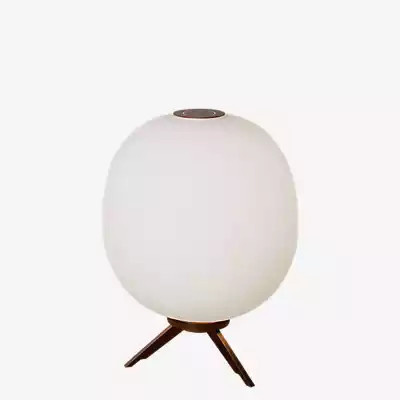 Mawa Gangkofner Bologna Tisch- und Bodenleuchte in Weiß und Braun mit Glaskugel und Holzdetails - Bild 1
