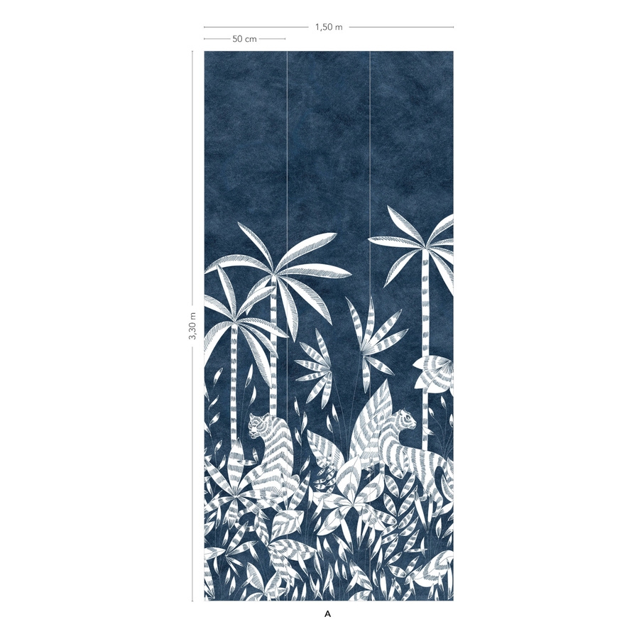 Eijffinger Mural Paradis Des Tigres Nocturne Wandtattoo mit Tiermotiv in Blau - Bild 2