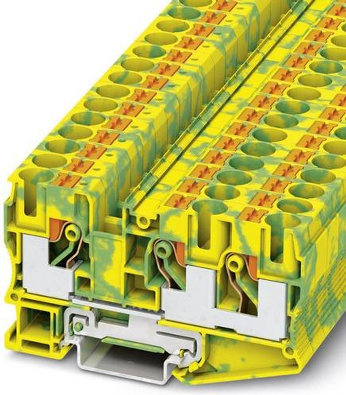 Phoenix Contact Schutzleiter-Reihenklemme PT 10-TWIN-PE Dreistock-Schutzleiterklemme mit Schnellanschluss, Grün-Gelb, 50 Stück - Bild 2