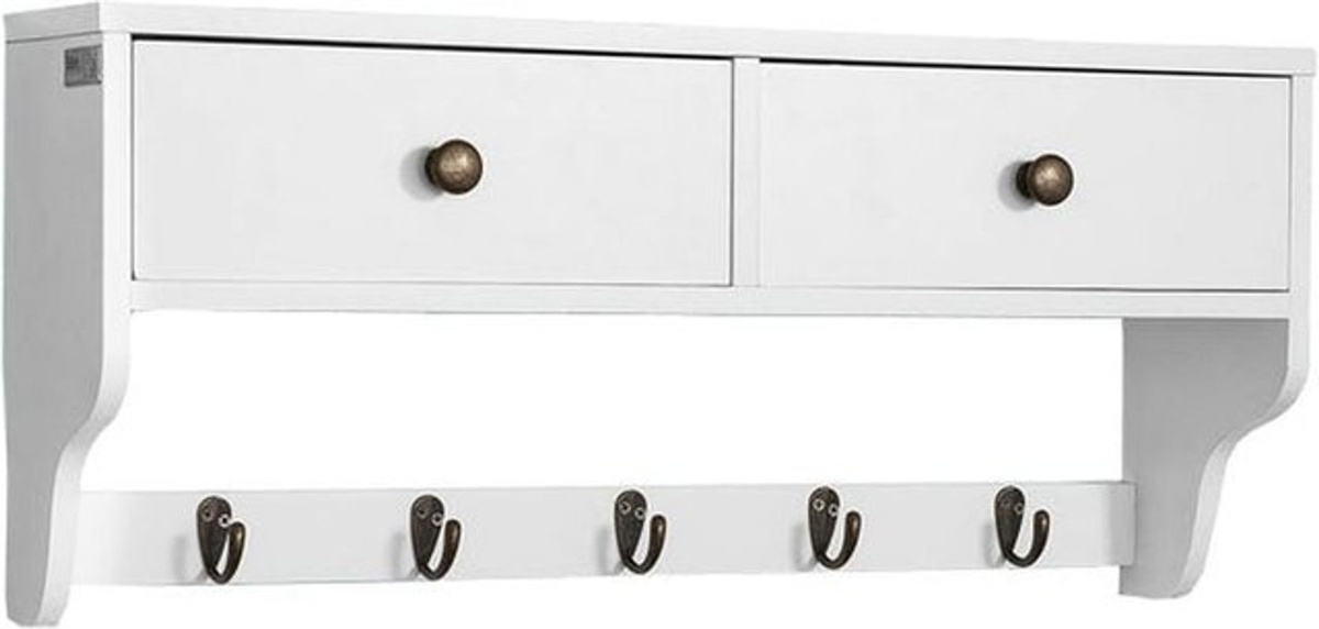 SoBuy Wandgarderobe Modern in Weiß mit 1 Ablage und Haken, B: 60 cm, T: 14,5 cm, H: 26,7 cm - Bild 2