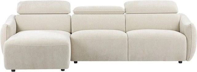 Vente-unique Sofa Taziza in Beige, L-Form aus Chenille-Stoff, Breite: 286 cm - Bild 1