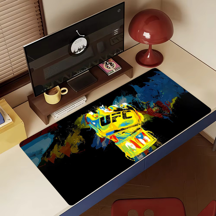 U-UFC Boxing Match Mauspad Multicolor, große rutschfeste und wasserdichte Gaming-Matte mit genähtem Rand als Tastaturunterlage für Gaming und Büro - Bild 6