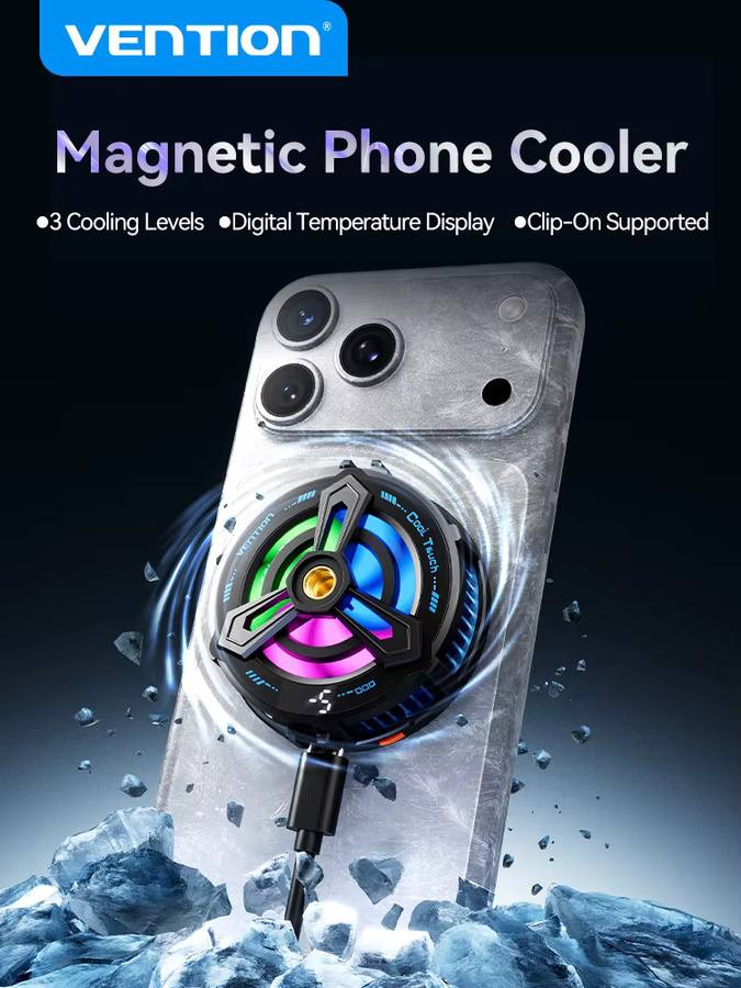 Vention Magnetischer Handy-Kühler mit Radiator für Gaming in Schwarz - Bild 5