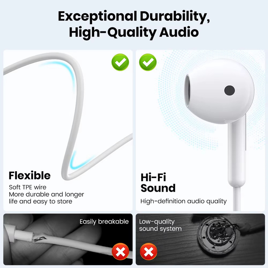 Topk In-Ear Kopfhörer mit Mikrofon und Lautstärkeregler, 3,5 mm Klinkenanschluss, Universal für iPhone und Android - Bild 2