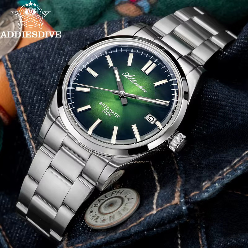 ADDIESDIVE Armbanduhr, Automatik, Edelstahl, Saphirglas, Grün, Herren - Bild 4
