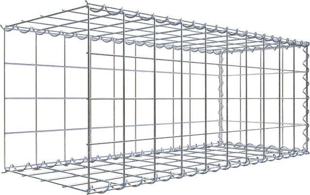 Gabiona Gabione-Anbaukorb Typ 2 aus Stahl in Silbergrau, B/T/H: 40 x 100 x 40 cm, Maschenweite 10 x 10 cm - Bild 1
