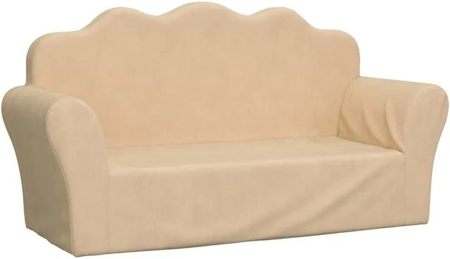 vidaXL Kindersofa 2-Sitzer aus weichem Plüsch in Beige, B/H/T: 94 x 48 x 34 cm - Bild 1