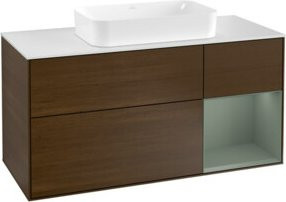 V&B Waschtischunterschrank Finion mit Wandbeleuchtung, Breite: 120 cm, Tiefe: 50,1 cm, Höhe: 50,1 cm, Farbe: Olivenlack - Bild 1