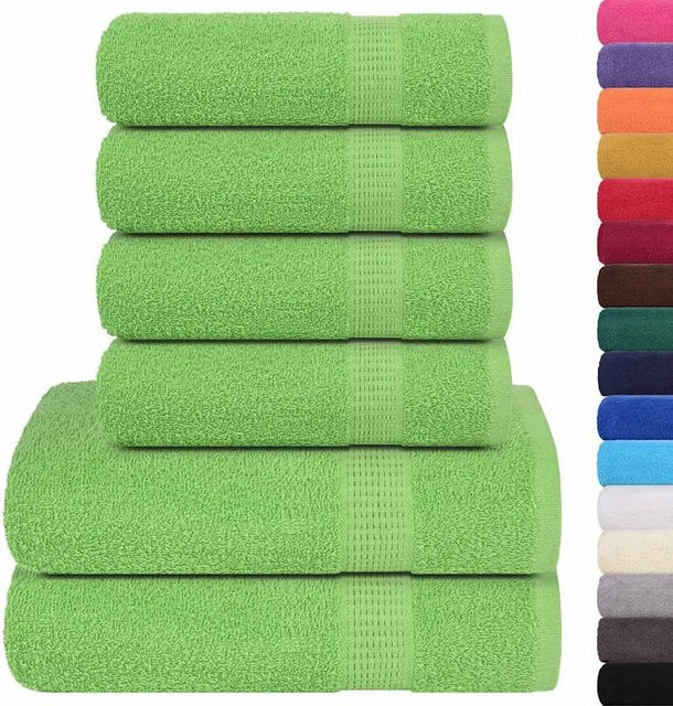 vidaXL 6-teiliges Handtuch-Set aus 100% Baumwolle in Grün, 360 g/m² mit 4 Handtüchern und 2 Duschtüchern - Bild 1