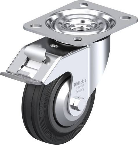 Blickle Lenkrolle L-VPP 100G-FI-FA mit Feststeller in Schwarz und Silber, Rad-Durchmesser: 100 mm, Tragfähigkeit: 70 kg - Bild 1