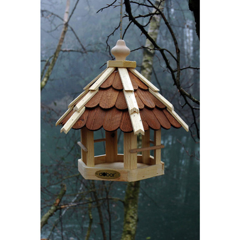 dobar Futterhaus für Wildvögel aus Kiefernholz mit lasierten Holzschindeln in Natur/Braun inkl. Kordel - Bild 4