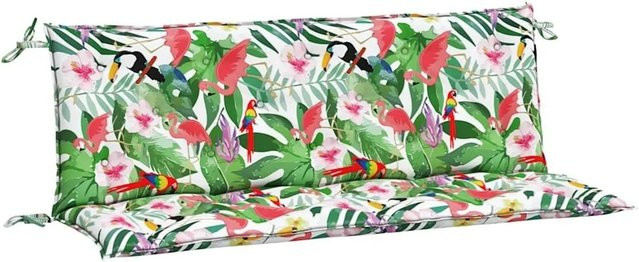 vidaXL Gartenbank-Auflagen Set aus Polyester mit floralem Muster, 2 Stück, Mehrfarbig, B/T/H: 150 x 50 x 7 cm - Bild 1