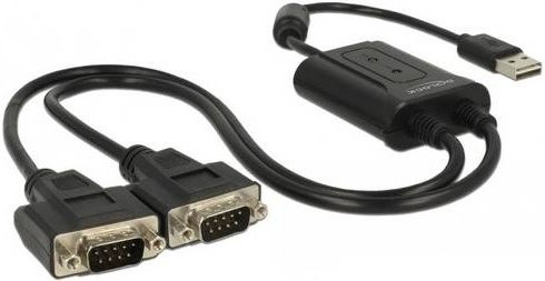Delock USB 2.0 auf 2x RS232 Adapter Schwarz 0,6 m - Bild 1