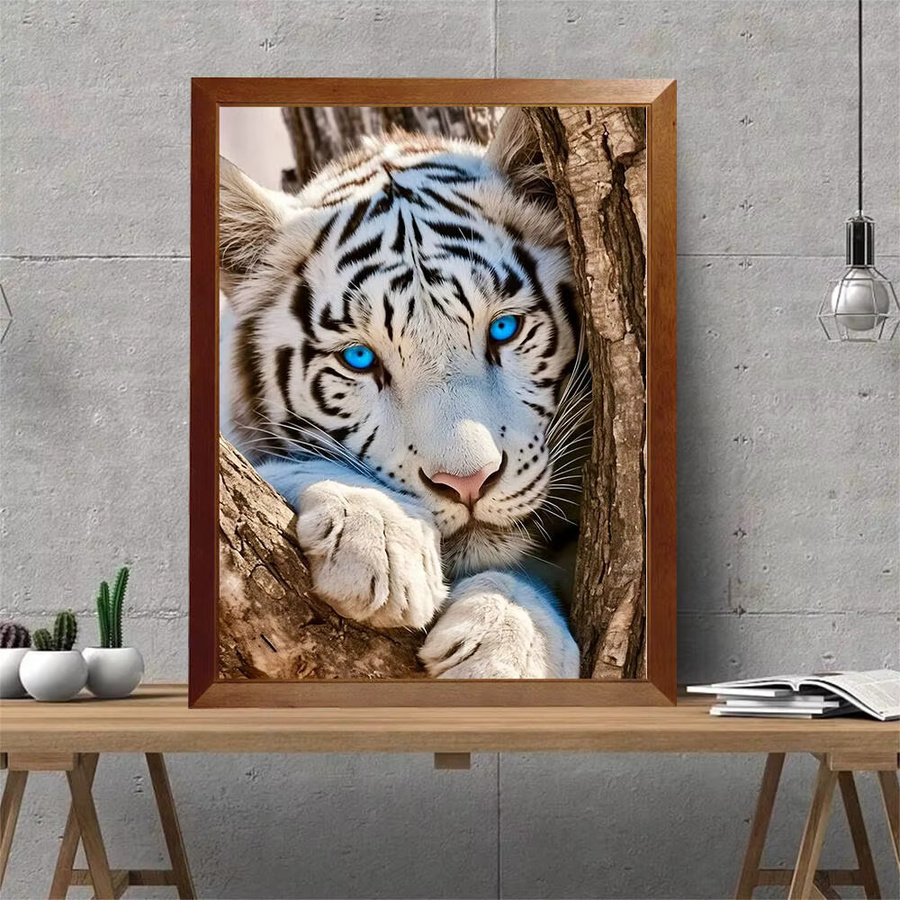 HUACAN Diamantmalerei Set Tiger Motiv mit Rundsteinen in Multicolour zur Wohnzimmerdekoration B/H: 30 x 20 cm - Bild 3