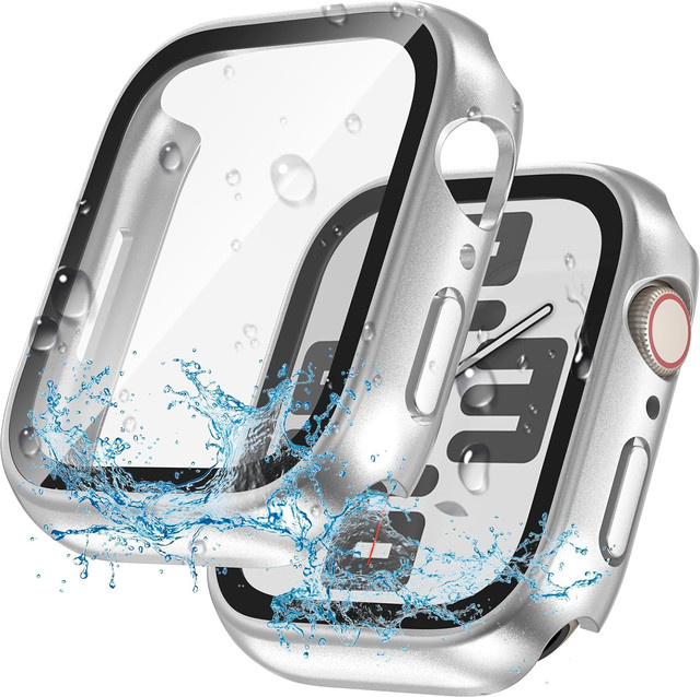 samusak Uhrenhülle für Apple Watch, matt, wasserdicht, mit Schutzfolie aus gehärtetem Glas, Unisex - Bild 1