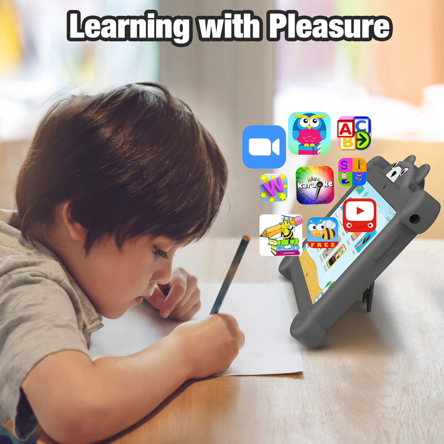 PRITOM Kids Learning Tablet PC 7 Zoll Android mit 2 GB RAM, 32 GB ROM, WiFi und Bluetooth in Grau inklusive bärenförmiger Schutzhülle - Bild 3