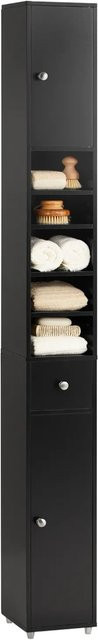 SoBuy Badzimmerschrank Hochschrank mit verstellbaren Einlegeböden, Schwarz, B/T/H: 20 x 20 x 180 cm - Bild 1