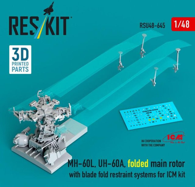 ICM MH-60L, UH-60A - Folded main rotor with blade fold restraint systems, 3D Printed - Bild 1