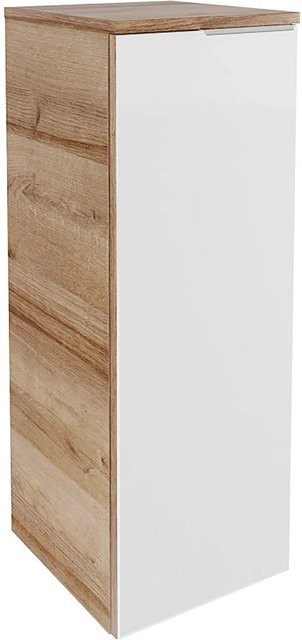 Fackelmann Midischrank B.brillant in Asteiche und Weiß mit Glastür, B/H/T: 30,2 x 82,6 x 32 cm - Bild 1