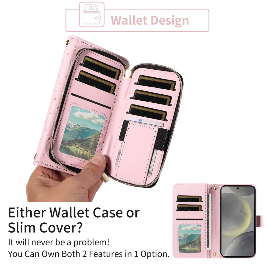 Flip Wallet Handyhülle für Samsung Galaxy mit Kreditkartensteckplatz in Pink - Bild 2