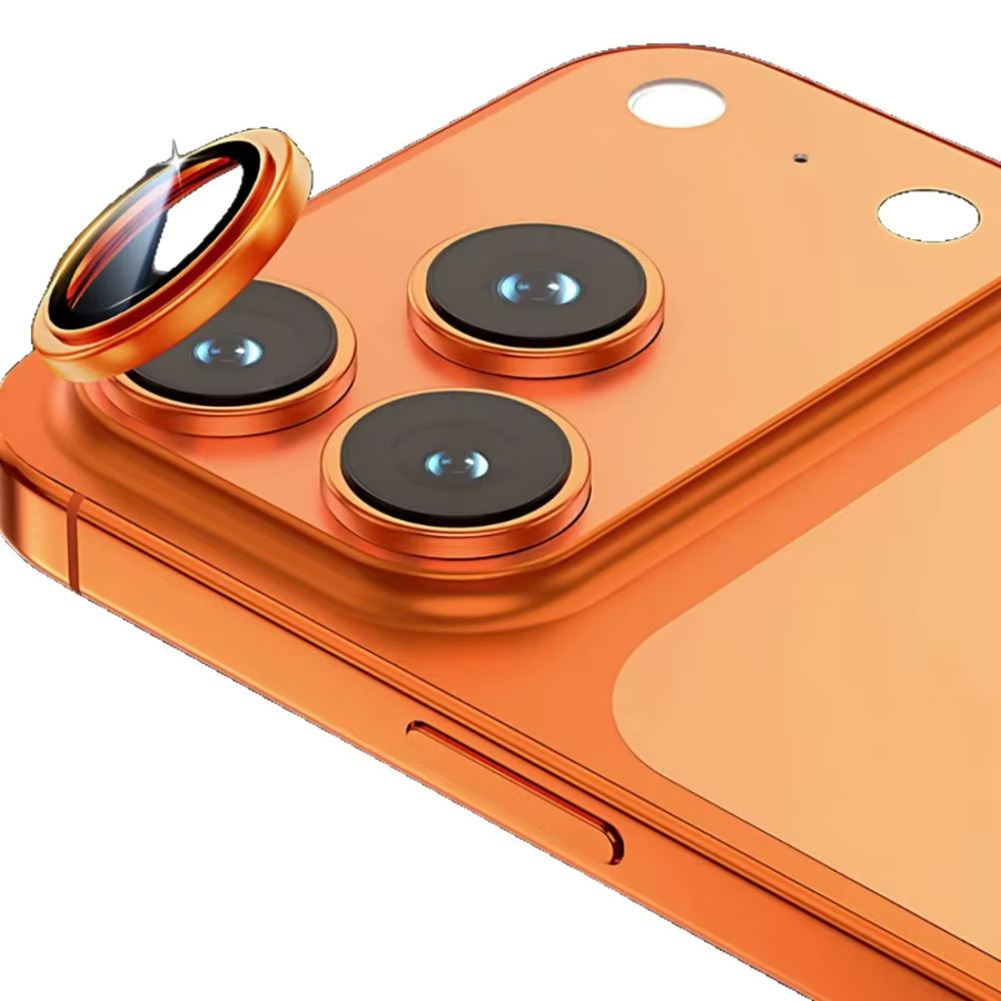 Kamera-Objektivschutz für iPhone 17 Pro Max mit gehärtetem Glas und Metallrahmen in Orange - Bild 5