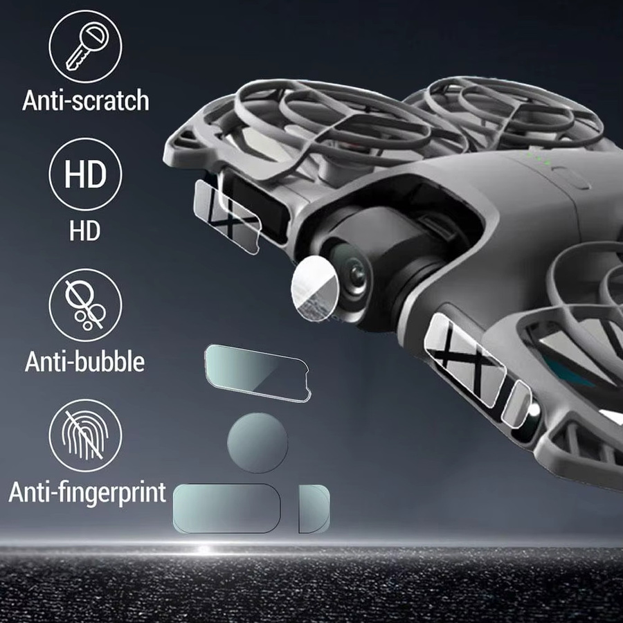 Kratzfeste und staubdichte Kameraobjektivfolie für deine DJI Neo 2 Drohne in Transparent - Bild 3
