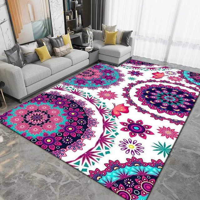 Lodestar Mandala Teppich in Multicolour, rutschfester Orient-Stil für Wohnzimmer, Schlafzimmer oder Küche, B/T: 60 x 40 cm - Bild 1