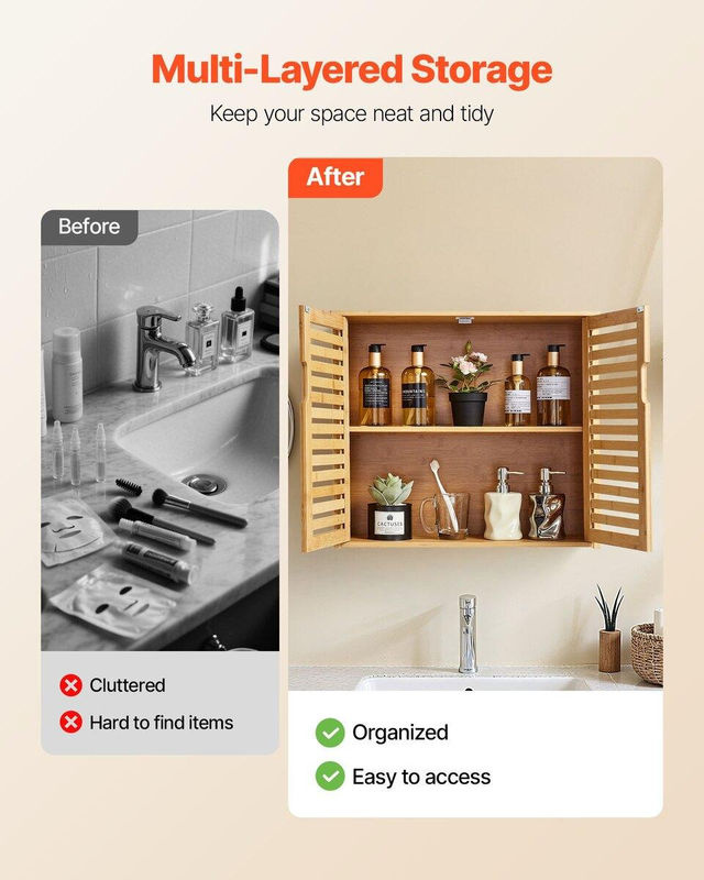 Buying Solutions MB Badezimmer-Wandschrank in Weiß mit 2 Türen und verstellbarem Einlegeboden zur Wandmontage - Bild 2