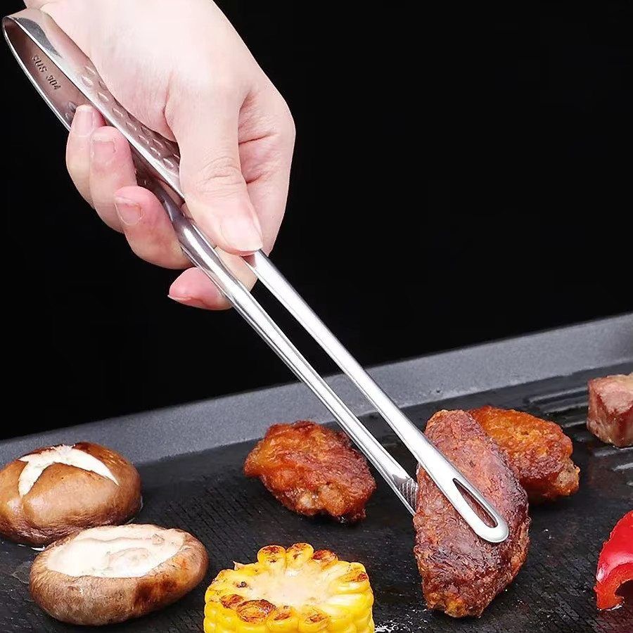 Hitzebeständige Edelstahl-Küchenzange von ouhoe in Silber für BBQ, Grill und Buffet - Bild 2