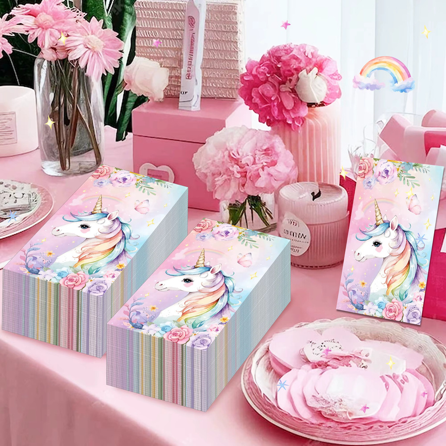 Einhorn Einweg Servietten aus Papier für Geburtstag und Baby Shower, Mehrfarbig - Bild 2