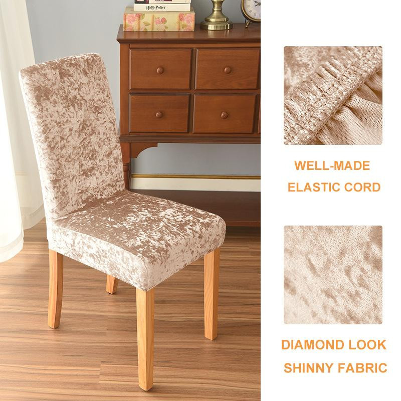 Glänzender Stretch-Stuhlbezug aus Polyester und Elasthan für Esszimmer und Hochzeitsbankette in Weiß - Bild 1