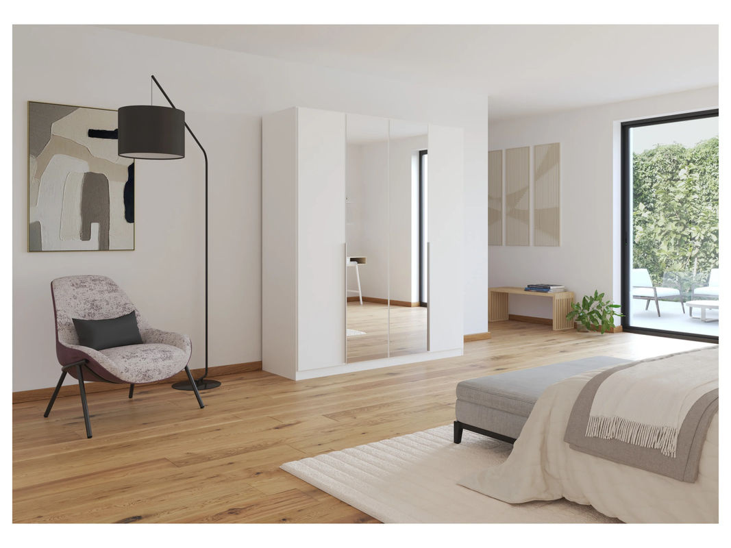 RAUCH Drehtürenschrank Alabama Weiß mit Spiegel für Schlafzimmer und Kinderzimmer B/T/H: 181 x 54 x 210 cm - Bild 2