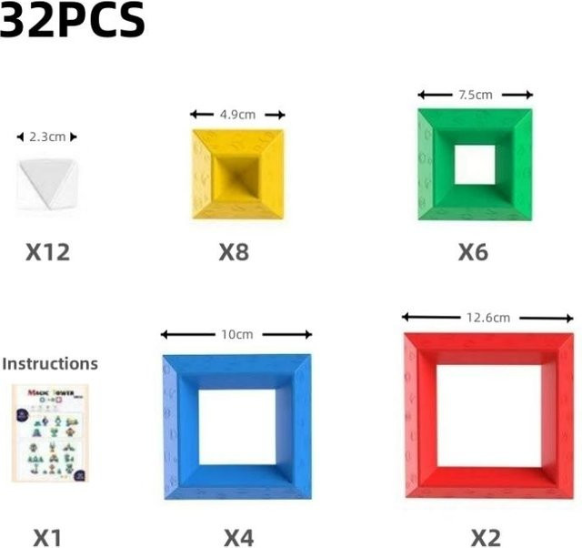Wucifang Bags Pyramiden Bausteine Puzzle, 32-teiliges Set, ab 3 Jahre, grün - Bild 1