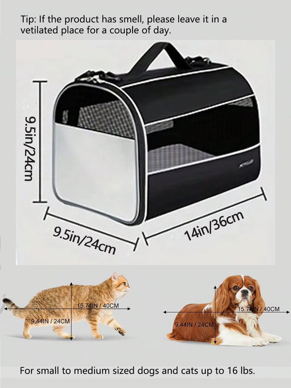 Fuled Haustiertransporter für kleine bis mittelgroße Katzen und Hunde bis 7,2 kg, TSA-zugelassen, in Schwarz und Weiß - Bild 6