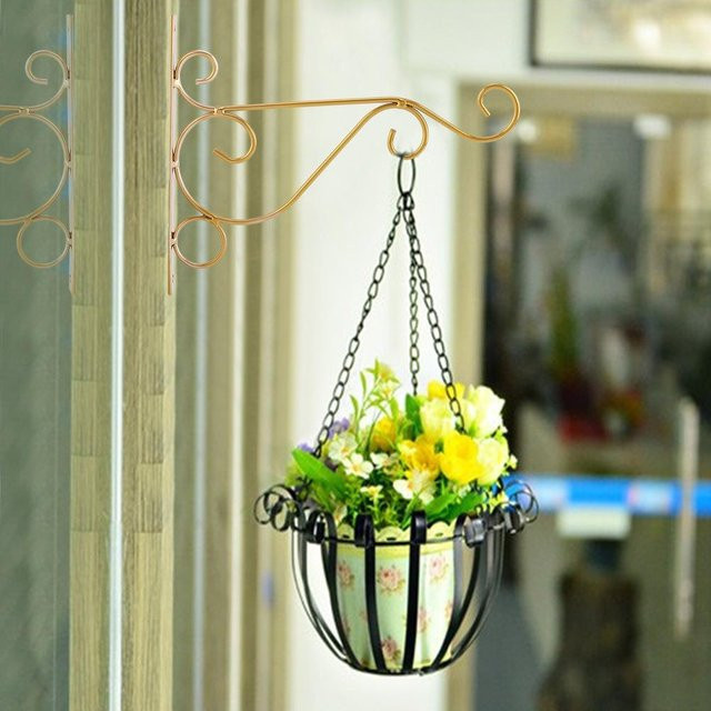 KONNWEI Wandhalterung aus Eisen für Kunstpflanzen und Garten Dekoration in Weiß und Gold - Bild 1
