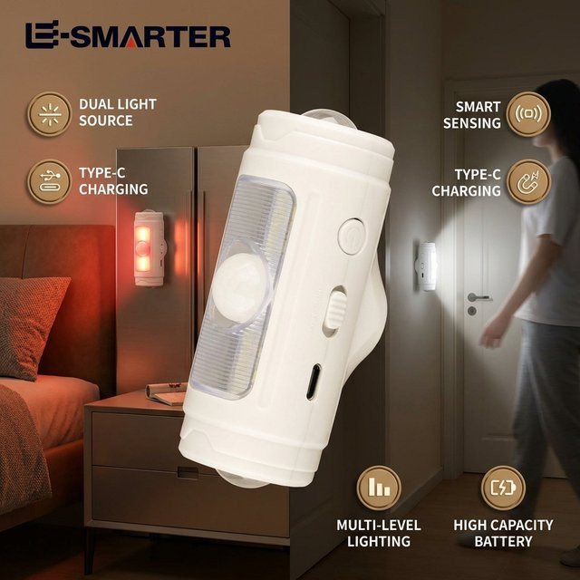 ESMARTER Tragbare Mini-Nachtlampe in Weiß mit Magnetfunktion und wiederaufladbarem Akku - Bild 1