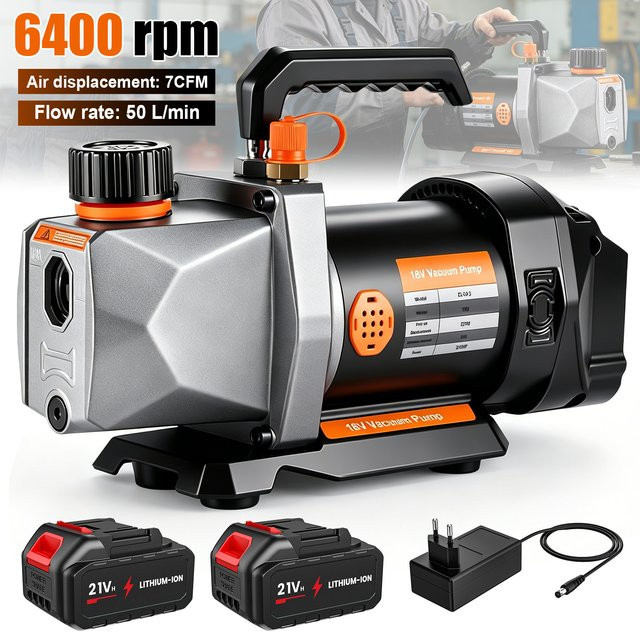 Makita Kältemittel-Vakuumpumpe mit 1/2 PS, 7 CFM und 6400 U/min, luftgekühlt, mit 1/4 Zoll Einlass für Kfz- und Haushaltsklimaanlagen - Bild 1